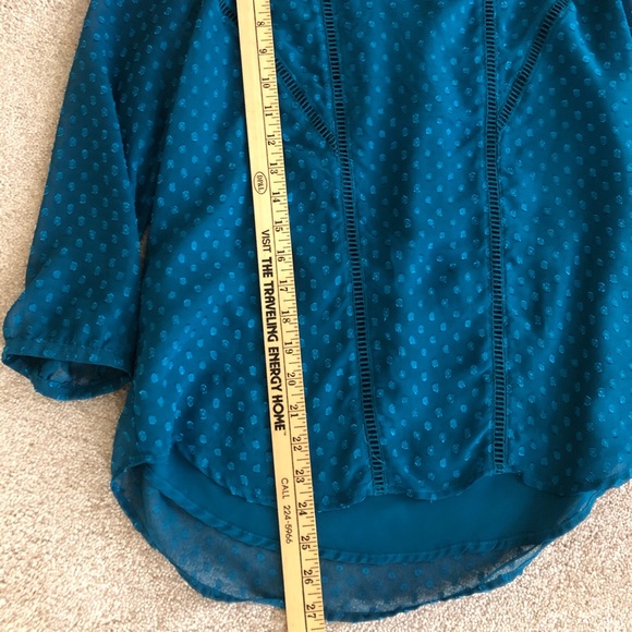 Teal blue sheer shirt with lining - Picture 4 of 6